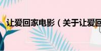 讓愛回家電影(關于讓愛回家電影的簡介)