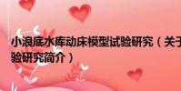 小浪底水庫動床模型試驗研究(關于小浪底水庫動床模型試驗研究簡介)