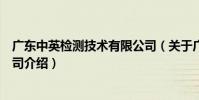 廣東中英檢測技術有限公司(關于廣東中英檢測技術有限公司介紹)