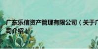廣東樂信資產管理有限公司(關于廣東樂信資產管理有限公司介紹)