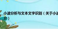 小波分析與文本文字識別(關于小波分析與文本文字識別簡介)