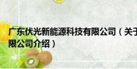 廣東伏光新能源科技有限公司(關于廣東伏光新能源科技有限公司介紹)