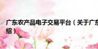 廣東農產品電子交易平臺(關于廣東農產品電子交易平臺介紹)