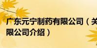 廣東元寧制藥有限公司(關于廣東元寧制藥有限公司介紹)