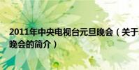2011年中央電視臺元旦晚會(關于2011年中央電視臺元旦晚會的簡介)