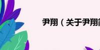 尹翔(關于尹翔簡介)