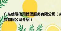 廣東信融信用管理服務有限公司(關于廣東信融信用管理服務有限公司介紹)