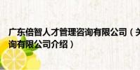 廣東倍智人才管理咨詢有限公司(關于廣東倍智人才管理咨詢有限公司介紹)