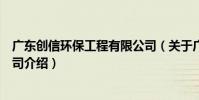 廣東創信環保工程有限公司(關于廣東創信環保工程有限公司介紹)