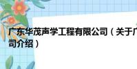 廣東華茂聲學工程有限公司(關于廣東華茂聲學工程有限公司介紹)