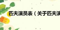匹夫演員表(關于匹夫演員表的簡介)