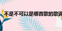 不是不可以是哪首歌的歌詞(不是不可以)
