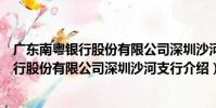 廣東南粵銀行股份有限公司深圳沙河支行(關于廣東南粵銀行股份有限公司深圳沙河支行介紹)