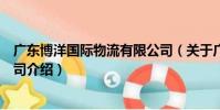 廣東博洋國際物流有限公司(關于廣東博洋國際物流有限公司介紹)