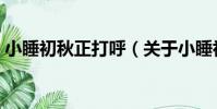 小睡初秋正打呼(關于小睡初秋正打呼簡介)