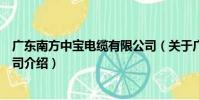 廣東南方中寶電纜有限公司(關于廣東南方中寶電纜有限公司介紹)