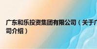 廣東和樂投資集團有限公司(關于廣東和樂投資集團有限公司介紹)