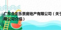廣東合生樂景房地產有限公司(關于廣東合生樂景房地產有限公司介紹)