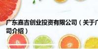 廣東嘉吉創業投資有限公司(關于廣東嘉吉創業投資有限公司介紹)