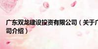 廣東雙龍建設投資有限公司(關于廣東雙龍建設投資有限公司介紹)