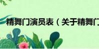 精舞門演員表(關于精舞門演員表的簡介)