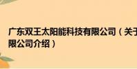 廣東雙王太陽能科技有限公司(關于廣東雙王太陽能科技有限公司介紹)