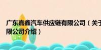 廣東嘉鑫汽車供應鏈有限公司(關于廣東嘉鑫汽車供應鏈有限公司介紹)