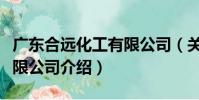 廣東合遠化工有限公司(關于廣東合遠化工有限公司介紹)