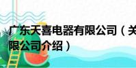 廣東天喜電器有限公司(關于廣東天喜電器有限公司介紹)