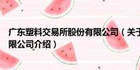 廣東塑料交易所股份有限公司(關于廣東塑料交易所股份有限公司介紹)