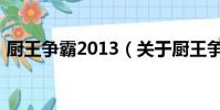 廚王爭霸2013(關于廚王爭霸2013的簡介)