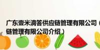 廣東壹米滴答供應鏈管理有限公司(關于廣東壹米滴答供應鏈管理有限公司介紹)