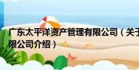 廣東太平洋資產管理有限公司(關于廣東太平洋資產管理有限公司介紹)