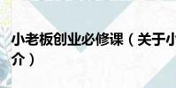 小老板創業必修課(關于小老板創業必修課簡介)