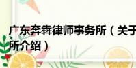 廣東奔犇律師事務所(關于廣東奔犇律師事務所介紹)