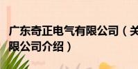 廣東奇正電氣有限公司(關于廣東奇正電氣有限公司介紹)