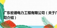 廣東宏德電力工程有限公司(關于廣東宏德電力工程有限公司介紹)