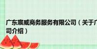 廣東宸威商務服務有限公司(關于廣東宸威商務服務有限公司介紹)