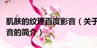 肌膚的紋理百度影音(關于肌膚的紋理百度影音的簡介)