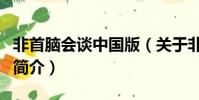 非首腦會談中國版(關于非首腦會談中國版的簡介)