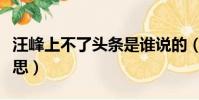 汪峰上不了頭條是誰說的(汪峰上頭條什么意思)