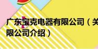 廣東寶克電器有限公司(關于廣東寶克電器有限公司介紹)