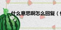 什么意思啊怎么回復(什么意思啊)