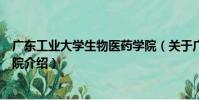 廣東工業大學生物醫藥學院(關于廣東工業大學生物醫藥學院介紹)
