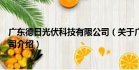 廣東德日光伏科技有限公司(關于廣東德日光伏科技有限公司介紹)