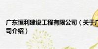 廣東恒利建設工程有限公司(關于廣東恒利建設工程有限公司介紹)