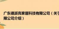 廣東德派克家居科技有限公司(關于廣東德派克家居科技有限公司介紹)
