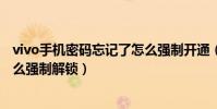 vivo手機密碼忘記了怎么強制開通(vivo手機密碼忘記了怎么強制解鎖)