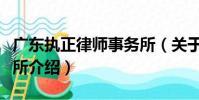 廣東執正律師事務所(關于廣東執正律師事務所介紹)
