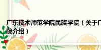 廣東技術師范學院民族學院(關于廣東技術師范學院民族學院介紹)